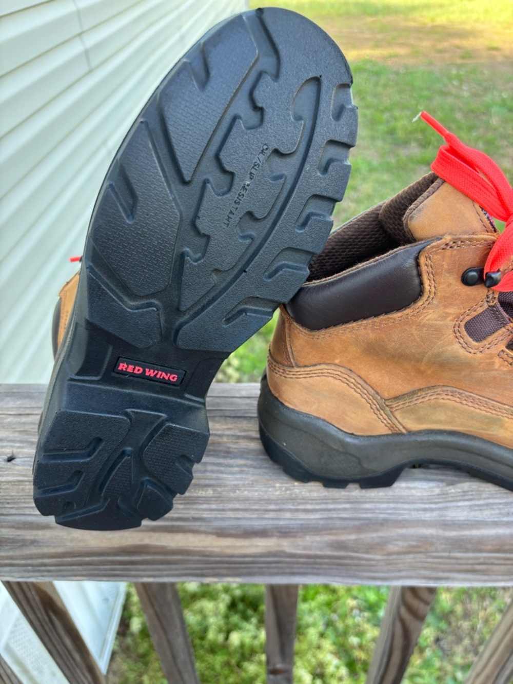 Red Wing Shoes Brown Boots with Orange-Red Logo Accent - Picture 3 of 15